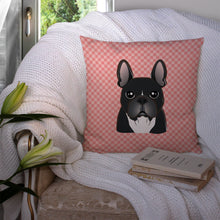 Load image into Gallery viewer, Checkerboard Pink French Bulldog Canvas Throw Pillow - 14x14 Decorative Pillow – Art for Your Home &amp; Patio BB1227PW1414