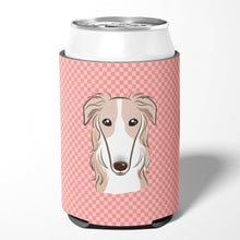Load image into Gallery viewer, Checkerboard Pink Borzoi Can or Bottle Hugger BB1228CC
