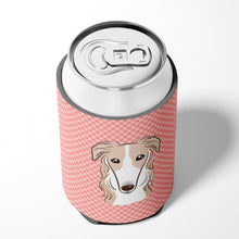 Load image into Gallery viewer, Checkerboard Pink Borzoi Can or Bottle Hugger BB1228CC