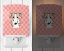 Load image into Gallery viewer, Checkerboard Pink Borzoi Ceramic Night Light BB1228CNL