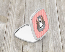 Load image into Gallery viewer, Checkerboard Pink Saluki Compact Mirror – Stylish Purse Mirror with Artistic Covers BB1229SCM
