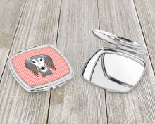 Load image into Gallery viewer, Checkerboard Pink Saluki Compact Mirror – Stylish Purse Mirror with Artistic Covers BB1229SCM