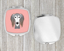 Load image into Gallery viewer, Checkerboard Pink Saluki Compact Mirror – Stylish Purse Mirror with Artistic Covers BB1229SCM
