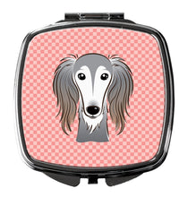 Load image into Gallery viewer, Checkerboard Pink Saluki Compact Mirror – Stylish Purse Mirror with Artistic Covers BB1229SCM