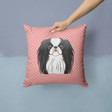 Load image into Gallery viewer, Checkerboard Pink Japanese Chin Canvas Throw Pillow - 14x14 Decorative Pillow – Art for Your Home &amp; Patio BB1230PW1414