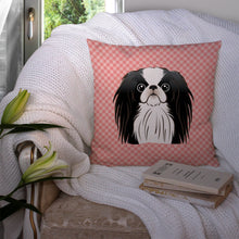 Load image into Gallery viewer, Checkerboard Pink Japanese Chin Canvas Throw Pillow - 14x14 Decorative Pillow – Art for Your Home &amp; Patio BB1230PW1414