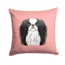 Load image into Gallery viewer, Checkerboard Pink Japanese Chin Canvas Throw Pillow - 14x14 Decorative Pillow – Art for Your Home &amp; Patio BB1230PW1414