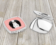 Load image into Gallery viewer, Checkerboard Pink Japanese Chin Compact Mirror – Stylish Purse Mirror with Artistic Covers BB1230SCM