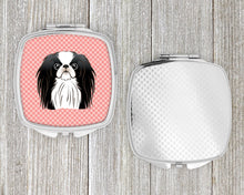 Load image into Gallery viewer, Checkerboard Pink Japanese Chin Compact Mirror – Stylish Purse Mirror with Artistic Covers BB1230SCM