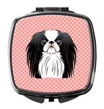 Load image into Gallery viewer, Checkerboard Pink Japanese Chin Compact Mirror – Stylish Purse Mirror with Artistic Covers BB1230SCM