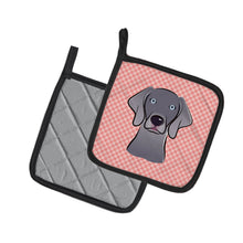 Load image into Gallery viewer, Checkerboard Pink  Weimaraner Pot Holders - Set of 2 - Heat-Resistant Kitchen Essentials BB1231PTHD
