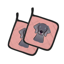 Load image into Gallery viewer, Checkerboard Pink  Weimaraner Pot Holders - Set of 2 - Heat-Resistant Kitchen Essentials BB1231PTHD