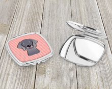 Load image into Gallery viewer, Checkerboard Blue Weimaraner Compact Mirror – Stylish Purse Mirror with Artistic Covers BB1231SCM