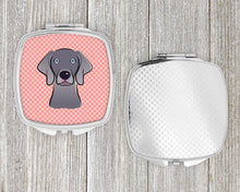 Load image into Gallery viewer, Checkerboard Blue Weimaraner Compact Mirror – Stylish Purse Mirror with Artistic Covers BB1231SCM