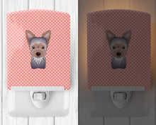 Load image into Gallery viewer, Checkerboard Pink Yorkie Puppy Ceramic Night Light BB1232CNL