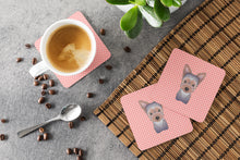 Load image into Gallery viewer, Checkerboard Pink Yorkie Puppy Coasters - Set of 4 Lightweight Foam, Absorbent Drink Coasters BB1232FC