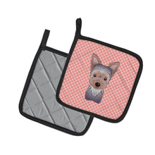 Load image into Gallery viewer, Checkerboard Pink Yorkie Puppy Pot Holders - Set of 2 - Heat-Resistant Kitchen Essentials BB1232PTHD