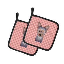 Load image into Gallery viewer, Checkerboard Pink Yorkie Puppy Pot Holders - Set of 2 - Heat-Resistant Kitchen Essentials BB1232PTHD