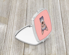 Load image into Gallery viewer, Checkerboard Pink Yorkie Puppy Compact Mirror – Stylish Purse Mirror with Artistic Covers BB1232SCM