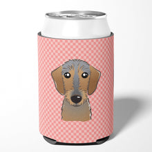 Load image into Gallery viewer, Checkerboard Pink Wirehaired Dachshund Can or Bottle Hugger BB1233CC