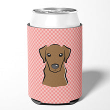Load image into Gallery viewer, Checkerboard Pink Chocolate Labrador Can or Bottle Hugger BB1234CC