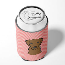Load image into Gallery viewer, Checkerboard Pink Chocolate Labrador Can or Bottle Hugger BB1234CC