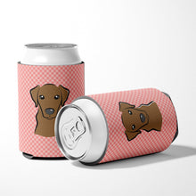Load image into Gallery viewer, Checkerboard Pink Chocolate Labrador Can or Bottle Hugger BB1234CC