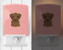 Load image into Gallery viewer, Checkerboard Pink Chocolate Labrador Ceramic Night Light BB1234CNL