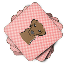 Load image into Gallery viewer, Checkerboard Pink Chocolate Labrador Coasters - Set of 4 Lightweight Foam, Absorbent Drink Coasters BB1234FC