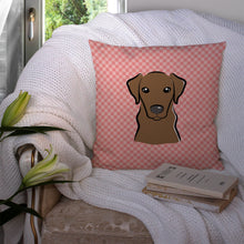 Load image into Gallery viewer, Checkerboard Pink Chocolate Labrador Canvas Throw Pillow - 14x14 Decorative Pillow – Art for Your Home &amp; Patio BB1234PW1414