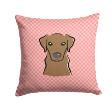 Load image into Gallery viewer, Checkerboard Pink Chocolate Labrador Canvas Throw Pillow - 14x14 Decorative Pillow – Art for Your Home &amp; Patio BB1234PW1414