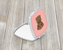 Load image into Gallery viewer, Checkerboard Pink Chocolate Labrador Compact Mirror – Stylish Purse Mirror with Artistic Covers BB1234SCM