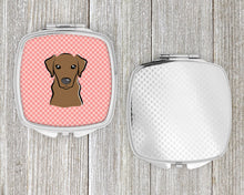 Load image into Gallery viewer, Checkerboard Pink Chocolate Labrador Compact Mirror – Stylish Purse Mirror with Artistic Covers BB1234SCM