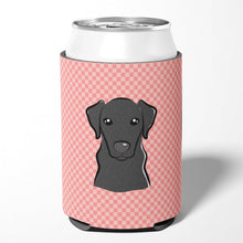 Load image into Gallery viewer, Checkerboard Pink Black Labrador Can or Bottle Hugger BB1235CC