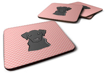 Load image into Gallery viewer, Checkerboard Pink Black Labrador Coasters - Set of 4 Lightweight Foam, Absorbent Drink Coasters BB1235FC