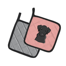 Load image into Gallery viewer, Checkerboard Pink Black Labrador Pot Holders - Set of 2 - Heat-Resistant Kitchen Essentials BB1235PTHD