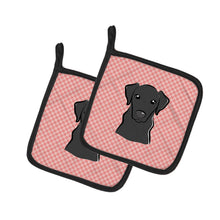Load image into Gallery viewer, Checkerboard Pink Black Labrador Pot Holders - Set of 2 - Heat-Resistant Kitchen Essentials BB1235PTHD