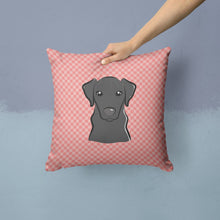 Load image into Gallery viewer, Checkerboard Pink Black Labrador Canvas Throw Pillow - 14x14 Decorative Pillow – Art for Your Home &amp; Patio BB1235PW1414