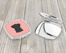 Load image into Gallery viewer, Checkerboard Pink Black Labrador Compact Mirror – Stylish Purse Mirror with Artistic Covers BB1235SCM