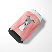 Load image into Gallery viewer, Checkerboard Pink Italian Greyhound Can or Bottle Hugger BB1236CC