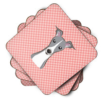 Load image into Gallery viewer, Checkerboard Pink Italian Greyhound Coasters - Set of 4 Lightweight Foam, Absorbent Drink Coasters BB1236FC