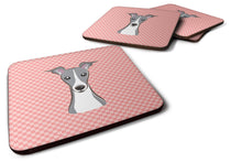 Load image into Gallery viewer, Checkerboard Pink Italian Greyhound Coasters - Set of 4 Lightweight Foam, Absorbent Drink Coasters BB1236FC