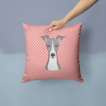 Load image into Gallery viewer, Checkerboard Pink Italian Greyhound Canvas Throw Pillow - 14x14 Decorative Pillow – Art for Your Home &amp; Patio BB1236PW1414