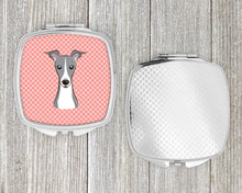 Load image into Gallery viewer, Checkerboard Pink Italian Greyhound Compact Mirror – Stylish Purse Mirror with Artistic Covers BB1236SCM