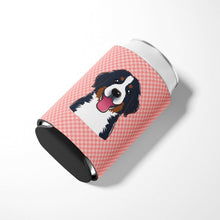 Load image into Gallery viewer, Checkerboard Pink Bernese Mountain Dog Can or Bottle Hugger BB1237CC
