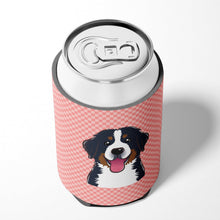 Load image into Gallery viewer, Checkerboard Pink Bernese Mountain Dog Can or Bottle Hugger BB1237CC