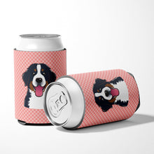 Load image into Gallery viewer, Checkerboard Pink Bernese Mountain Dog Can or Bottle Hugger BB1237CC