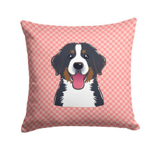Load image into Gallery viewer, Checkerboard Pink Bernese Mountain Dog Canvas Throw Pillow - 14x14 Decorative Pillow – Art for Your Home &amp; Patio BB1237PW1414
