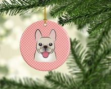 Load image into Gallery viewer, Checkerboard Pink French Bulldog Ceramic Ornament BB1238CO1
