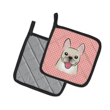 Load image into Gallery viewer, Checkerboard Pink French Bulldog Pot Holders - Set of 2 - Heat-Resistant Kitchen Essentials BB1238PTHD